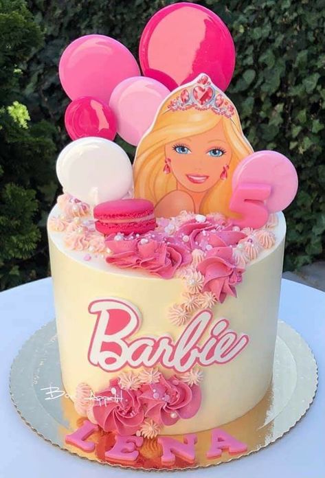 Girls Barbie Birthday Party, Barbie Themed Cake, Barbie Torte, Barbie Birthday Cake, Barbie Party Decorations, Barbie Theme Party, 5th Birthday Cake, Bolo Barbie, Pink Birthday Cakes