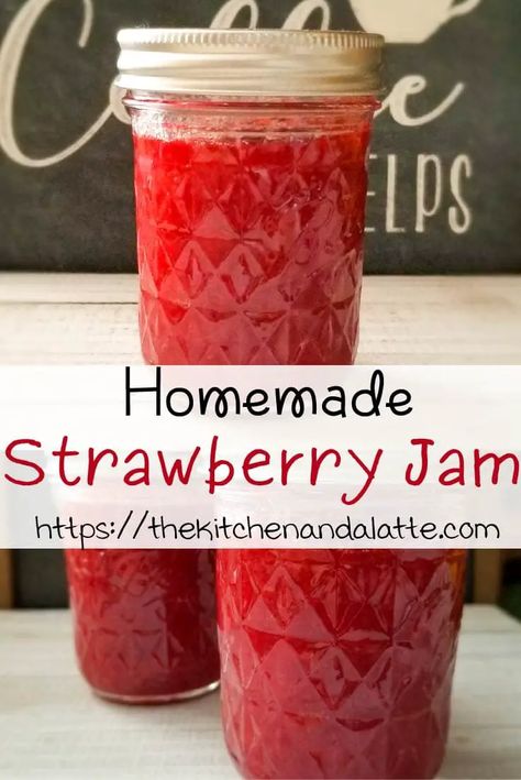 This strawberry jam recipe is made without pectin and has 3 simple ingredients.  It can be canned to last longer or it can be in the fridge for 2-3 weeks. Strawberry Jam No Pectin, Low Sugar Strawberry Jam Recipe, Strawberry Jam Recipe Without Pectin, Strawberry Jam Without Pectin, Toast Yogurt, Jam Without Pectin, Easy Strawberry Jam, Canning Jam Recipes, Blueberry Jam Recipe