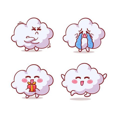 Cartoon Rain, Rain Cartoon, Kids Branding Design, Kawaii Cloud, Cloud Illustration, Emoji Design, Cartoon Clouds, Graph Design, Character Cartoon