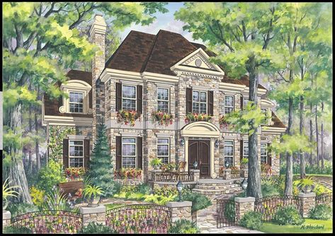 European House Plan Front of Home - Luther Greek Revival Home 126D-1113 - Shop House Plans and More Greek Revival Home, European House Plans, Sims 4 House Plans, European House Plan, Vintage House Plans, Stone Facade, Two Storey House, Sims House Plans, Brick Exterior House