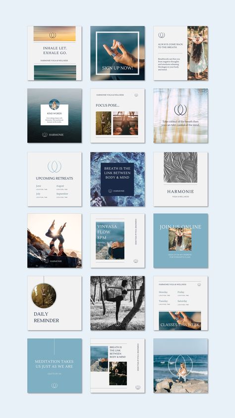 #Nature #Therapy_Instagram_Feed #Holistic_Instagram_Feed #Yoga_Instagram_Feed Meditation Instagram Feed, Wellness Instagram Template, Wellness Social Media Design, Yoga Instagram Feed, Wellness Instagram Feed, Insta Branding, Yoga Brands, Instagram Feed Theme Layout, Calming Yoga