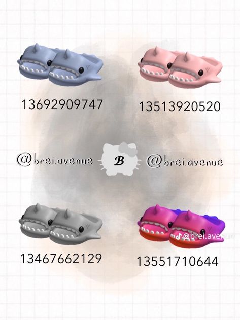 Shark Shoes, Boots Code, Pink Shark, Pic Code, Bloxburg Decals Codes Wallpaper, Shark Slippers, Bloxburg Decals Codes, Black Shark, Black Hair Roblox