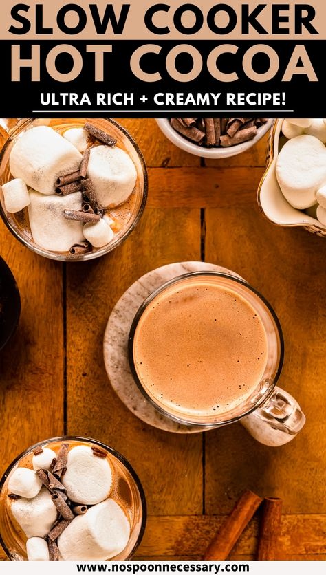 Crock Pot Hot Chocolate Recipe, Slow Cooker Hot Chocolate, Crockpot Hot Chocolate, Hot Cocoa Recipe, Cocoa Recipes, Types Of Chocolate, Hot Chocolate Recipes, Healthy Crockpot, Favorite Candy