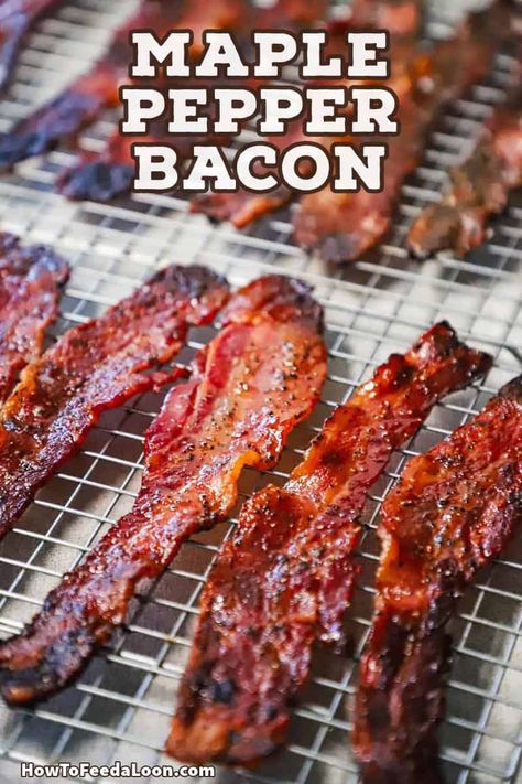 Pepper Bacon Recipes, Maple Bacon Old Fashioned, Valentines Fundraiser, Maple Bacon Recipes, Brunch Treats, Thick Bacon, Pepper Bacon, Bacon Seasoning, Homemade Bacon