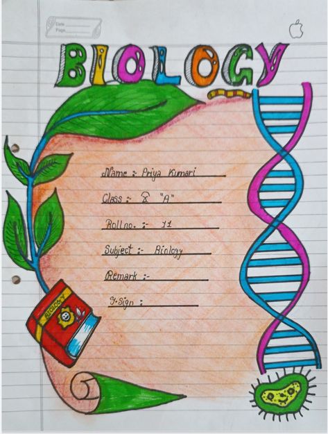 Biology Project Cover Page, Biology Front Page, Biology Portfolio, Unique Border Designs For Projects, Biology Cover Page Design, Assignment Design, Cover Page Design, Animal Classification, School Book Covers