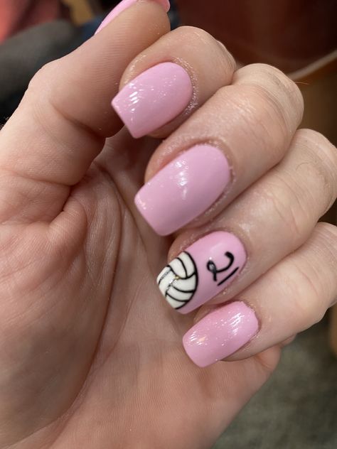 Representing my baller #21 🏐 ❤️ 👧🏼 Cute Volleyball Nails Design, Nails Volleyball Design, Volleyball Nails Short, Short Volleyball Nails, Cute Volleyball Nails, Volleyball Nail Ideas, Short Acrylic Nails For Volleyball, Sport Nail Designs, Nails For Basketball Players