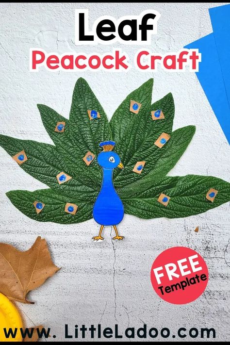 Leaf Animals Craft Kids, Peacock Crafts For Kids, Peacock Facts, Peacock Crafts, Leaf Projects, Leaf Animals, Coloring Calendar, Alphabet Crafts, Paper Weaving