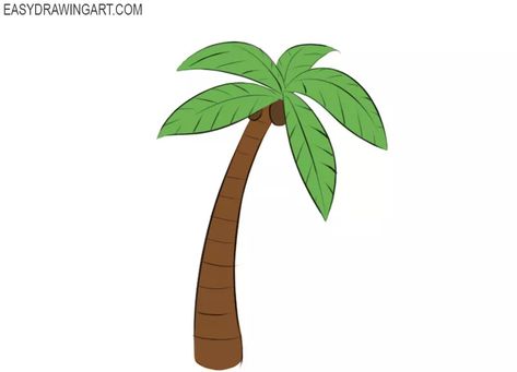 How to Draw a Palm Tree | Easy Drawing Art Tree Easy Drawing, Draw A Palm Tree, Leaf Drawing Easy, Tree Drawing For Kids, Direct Drawing, Palm Tree Sketch, Tree Drawing Simple, Drawing Sky, Tree Tattoo Back