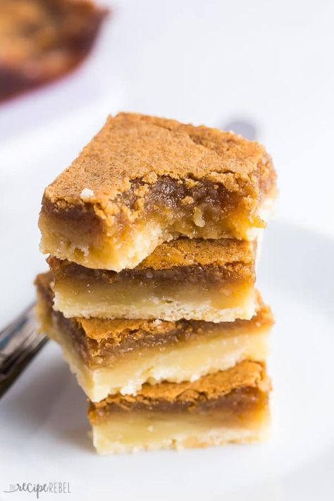 These Butter Tart Squares are so sweet and gooey -- a shortbread crust makes these so easy and SO good! So much quicker than butter tarts. #baking #dessert #recipes #Christmas Unsalted Butter Recipes, Easy Squares Recipe 3 Ingredients, Buttertart Squares, Baking Squares, Best Butter Tart Recipe, Butter Tart Squares, Butter Tart, Dessert Squares, Square Recipes