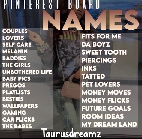 Pinterest Board Names Ideas List, Pinterest Board Ideas Names, Board Names Pinterest Ideas, Baddie Captions, Usernames For Instagram, Pinterest Board Names, Relationship Goals Quotes, Create Your Own Reality, Couple Fits