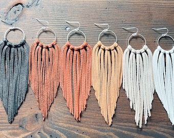 Cheap Bohemian Leather Earrings, Boho Western Leather Earrings, Bohemian Leather Dangle Earrings, Handmade Southwestern Leather Earrings, Bohemian Leather Drop Earrings, Suede Jewelry, Diy Leather Earrings, Boho Fringe, Loop Earrings