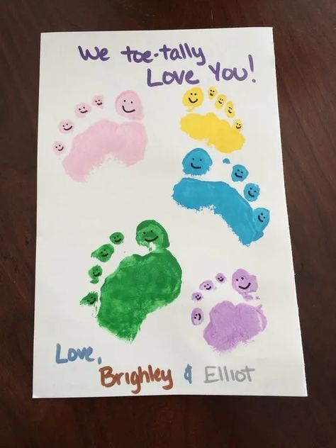 Footprint Art For Birthday, Hand Print Art For Grandparents, Grandma Art From Toddler, Footprint Art For Grandparents, Foot Print Crafts For Kids, Hand And Foot Print Art For Kids, Baby Art Projects Infants, Hand And Foot Print Art, Foot Print Art