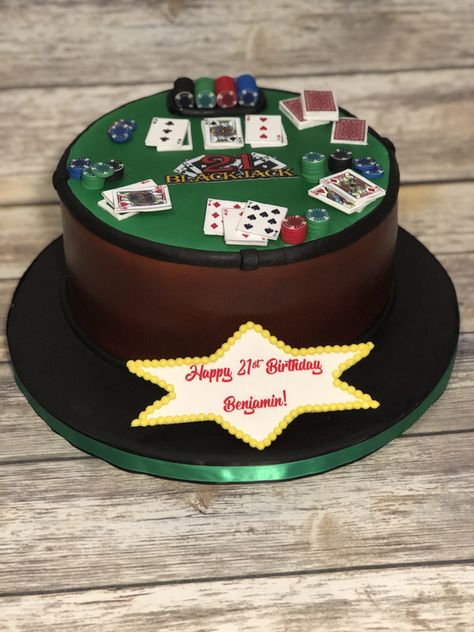 Blackjack Cake, 21st Birthday Blackjack Birthday Cake, Blackjack Cake, Cake 21st Birthday, 21st Bday Cake, Poker Cake, Casino Birthday Party, Casino Birthday, 21st Cake, 21st Birthday Cakes