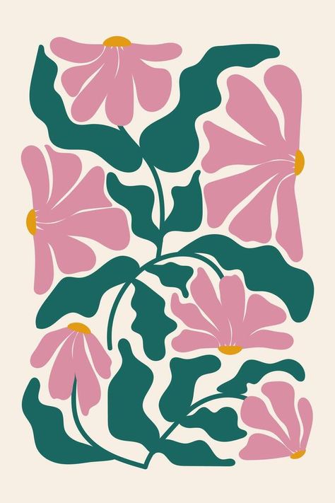 Natalya Kosarevich Graphic Design Flowers, Flower Vector Illustration, Modern Floral Pattern, Flower Print Pattern, Poster Flower, Background Floral, Organic Art, Textile Prints Design, Flower Graphic