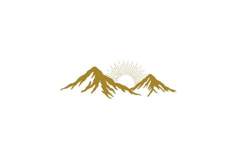 Simple Minimalist Golden Sunrise Mountain Hill Landscape Logo Design Vector Landscape Logo Design, Landscape Logo, Hill Landscape, Golden Mountain, Golden Sunrise, Sunrise Mountain, Realty Logo, Golden Hill, Sun Logo