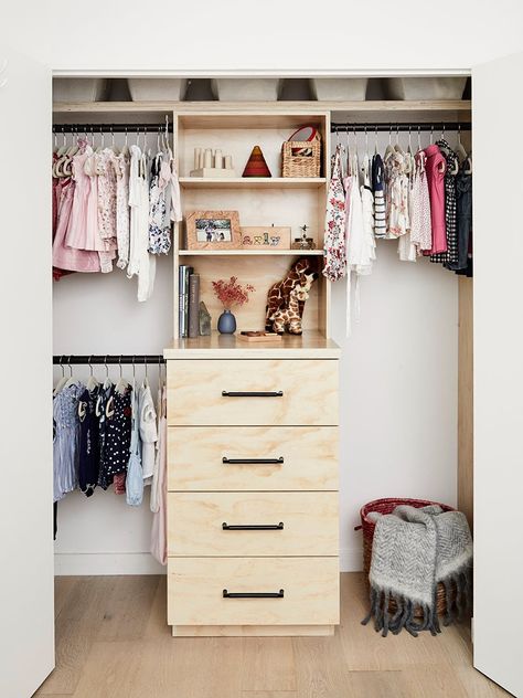 10 Ways to Make Your Kids’ Closet More Than Just a White Box Kids Closet Ideas, Floor Makeover, Tiny Closet, Kids Closet, Closet Renovation, California Closets, Nursery Closet, Storing Clothes, Kids Closet Organization