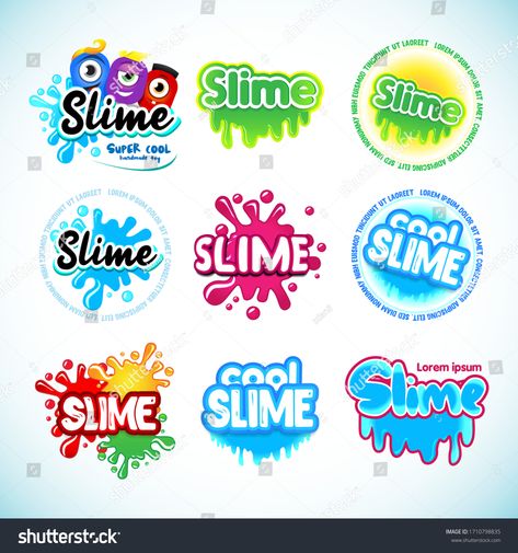 Slime logotype templates set. Cartoon monster characters. Liquid green and blue slime. Letters with blots, splashes and  #Ad , #SPONSORED, #characters#monster#Liquid#blue Slime Letters, Logo Slime, Slime Logo, Slime Birthday, Blue Slime, Shop Inspiration, Slime Shops, Monster Characters, Font Logo