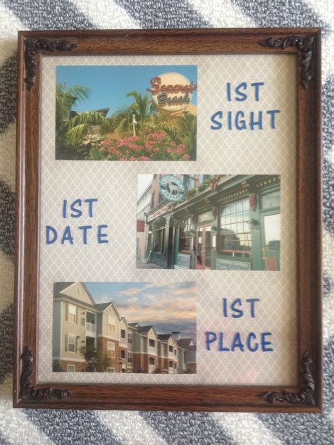 Made this as a housewarming gift for the bf..where we met, where we had our first date and our first place together :) Our First Place Together, Our First Apartment Couple, First Place Together, First Apartment Together, Small Space Apartment Ideas, Couple Projects, Apartment Planning, Apartment Decorating For Couples, Apartment Lifestyle