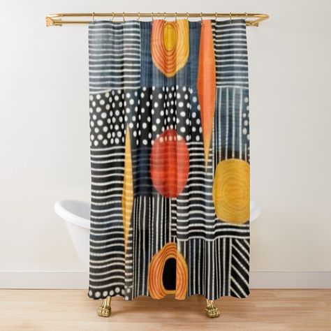 African Shower Curtain, Extra Long Shower Curtain, Glamour Home, Orange Bathrooms, Cool Shower Curtains, Abstract Shower Curtain, Boho Shower Curtain, Unique Shower Curtain, Pattern Shower Curtain