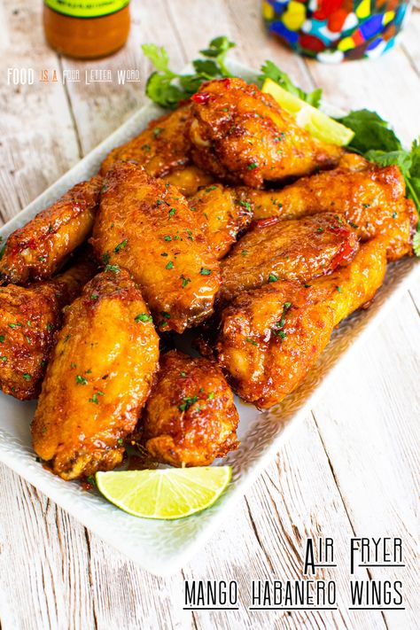 Air Fryer Mango Habanero Chicken Wings Recipe – FOOD is Four Letter Word Recipe For Wings, Habanero Sauce Recipe, Habanero Chicken, Habanero Recipes, Mango Habanero Sauce, Wedge Salad Recipes, Air Fry Chicken Wings, Mango Recipe, Air Fryer Wings