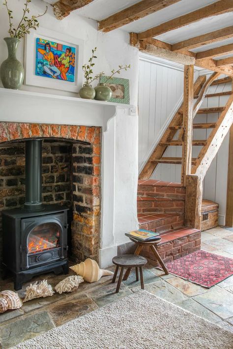 French Cottage Interiors, Irish Cottage Interiors, Ideal Home Magazine, Cottage Fireplace, Irish Cottage, Country House Interior, Thatched Cottage, Cottage Interior, French Cottage