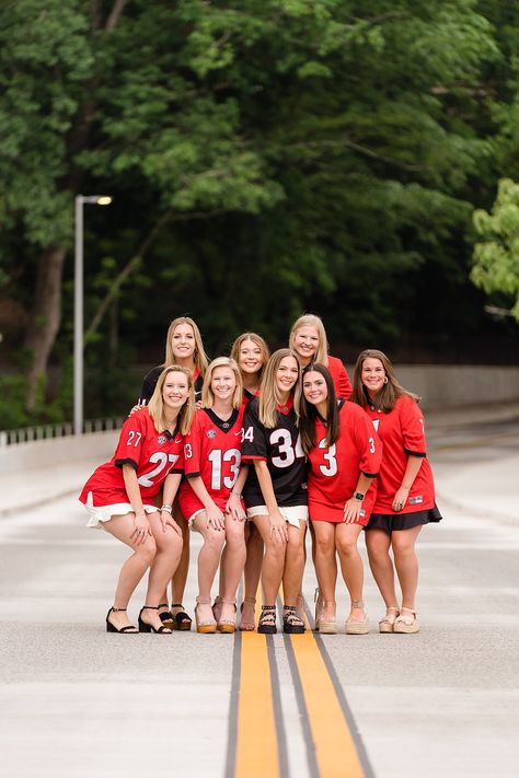 Athens Georgia Sanford Stadium Football Jerseys Friend Grad Photos UGA Sorority Uga Sorority, Uga Gameday, Sanford Stadium, Grad Poses, Gameday Outfits, Georgia Dawgs, College Graduation Photos, Grad Pic, Georgia Football