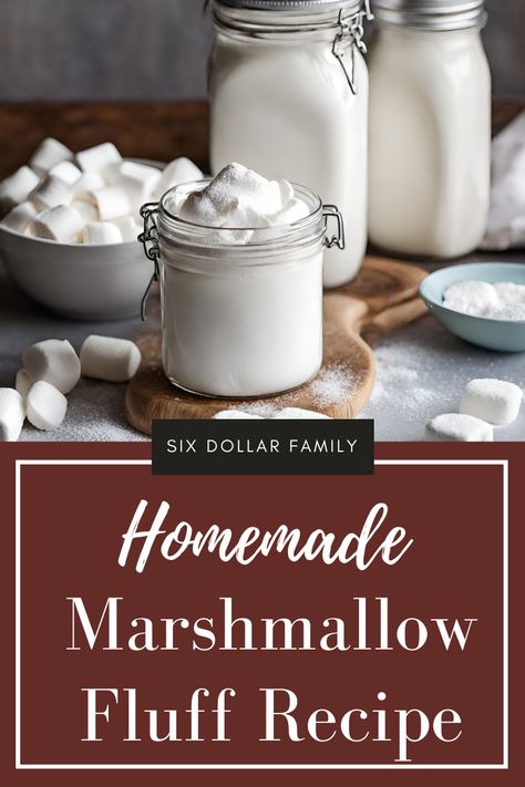 Marshmallow Fluff With Marshmallows, How To Make Marshmallow Cream, How To Make Marshmallow Fluff, Marshmallow Creme Recipes, Easy Marshmallow Fluff, Homemade Marshmallow Cream, Marshmallow Delight, Marshmallow Fluff Recipe, Fluff Recipes