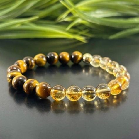 14K Gold , Citrine & Tiger Eye Bracelet ,6mm 8mm Beaded Bracelets for Men Women , Crystal Gemstone Bracelet , Healing Stone Bracelet ,Gifts by CCsHealingCrystals on Etsy Spiritual Adjustable Citrine Beaded Bracelets, Spiritual Citrine Beaded Bracelets, Tigers Eye Crystal Bracelet, Tiger Eye Shaped Bead Bracelets, Tiger Stone Bracelet, Tiger Eye Bracelet, Gold Bead Bracelets, Mens Beaded Bracelets, Stone Bracelet