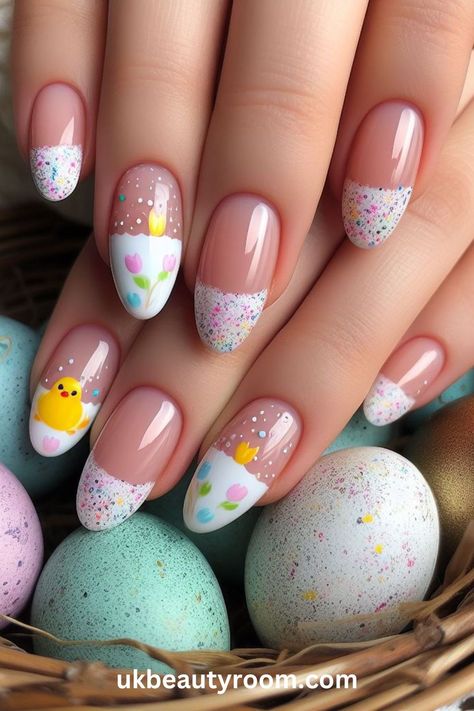 Step into the Easter vibe with these 21 fantastic nail designs! Whether it’s adorable bunnies or vibrant eggs, we’ve got you covered to make your nails pop! Spring, pretty pastel color, easy, natural, cute, simple, gel, acrylic, dip, for short nails, coffin, short, almond shape, long Easter Nail Designs Short, Spring Nails 2024 Trends Short Almond, Paste Nails, Chicken Nails, Easter Nails Easy, Foil Nail Designs, Character Nails, Easter Nail Art Designs, Pink Nail Art Designs