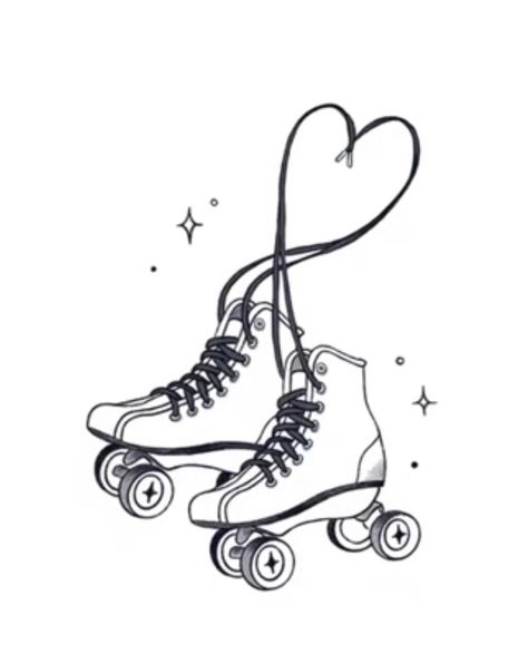 Roller Skates Tattoo Ideas, Rollerblade Tattoo, Roller Skates Tattoo, Loona Tattoo, Roller Skate Tattoo, Skate Tattoo, In Loving Memory Tattoos, Cool Black Wallpaper, Sports Aesthetic