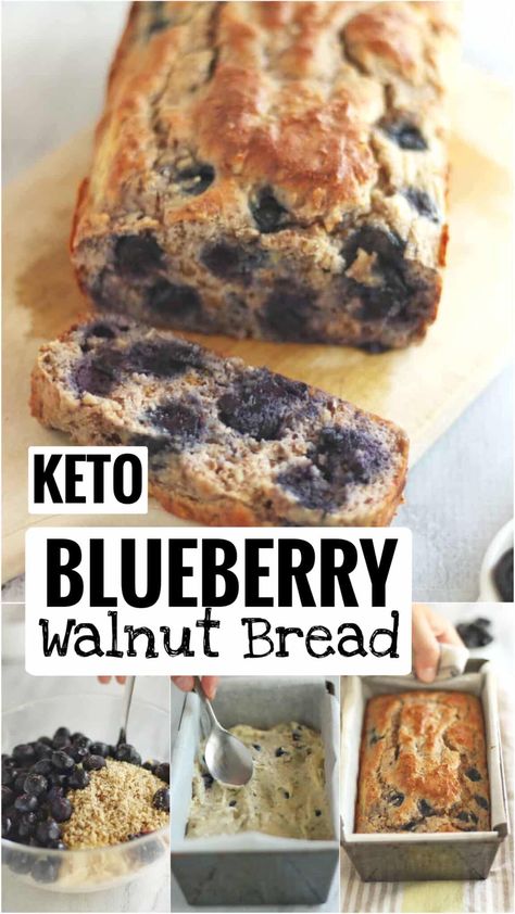 Keto Blueberry Walnut Bread | Low Carb Walnut Bread with Blueberries Keto Walnut Bread, Walnut Bread Recipe, Ketosis Diet Recipes, Easy Keto Bread Recipe, Lchf Dessert, Keto Bread Recipe, Keto Blueberry, Keto Baking, Keto Bars