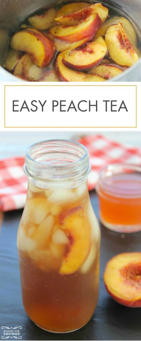 This Easy Peach Tea is the perfect drink recipe for grilling out on sunny days with friends! It’s so refreshing, and you will love the chunks of fresh fruit. illdrinktothat Peach Tea Recipe, Summer Drink Recipes, Fresh Peaches, Peach Tea, Peach Recipe, Tea Recipe, Drink Recipe, Idee Pasto Sano, Kool Aid