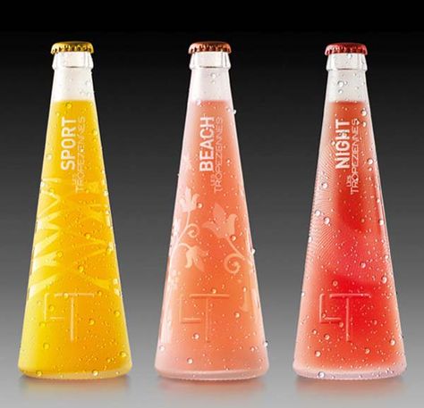 50 Creative and Effective Beverage Package Designs Glace Fruit, Juice Shop, Botol Air, Glass Packaging, Cool Packaging, Unique Packaging, Graphic Design Packaging, Packing Design, Beverage Packaging