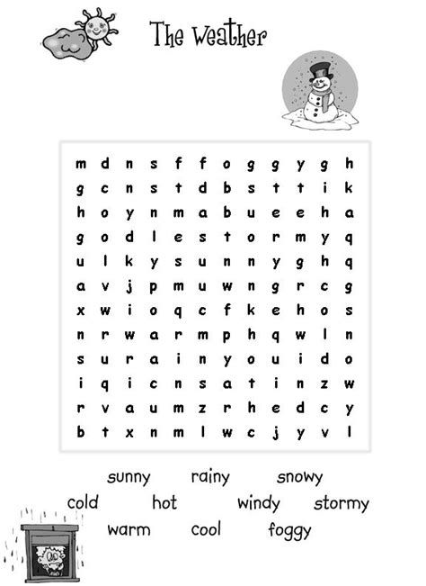 Counting Worksheets For Kindergarten Free | Worksheet For Rhyming Worksheet, Easy Word Search, Weather Worksheets, Weather Words, Third Grade Writing, Writing Folders, Weather Symbols, Pattern Worksheet, First Grade Worksheets