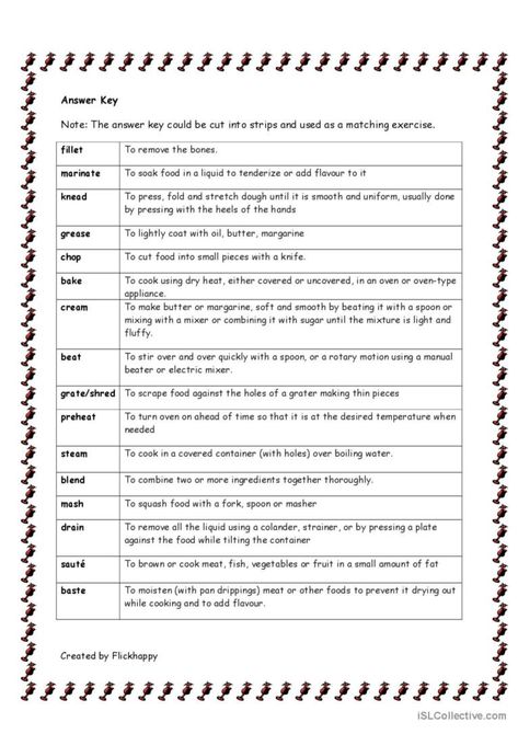 Cooking Vocabulary, Cooking Terms, Arts Classroom, Food Vocabulary, Vocabulary Worksheets, Matching Activity, Culinary Arts, Art Classroom, Kids Meals