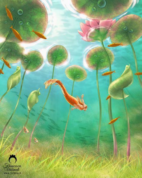 Pond Cartoon, Underwater Pond, Pond Decorations, Speed Painting, Fish Pet, Fish, Comics, Animals, Color