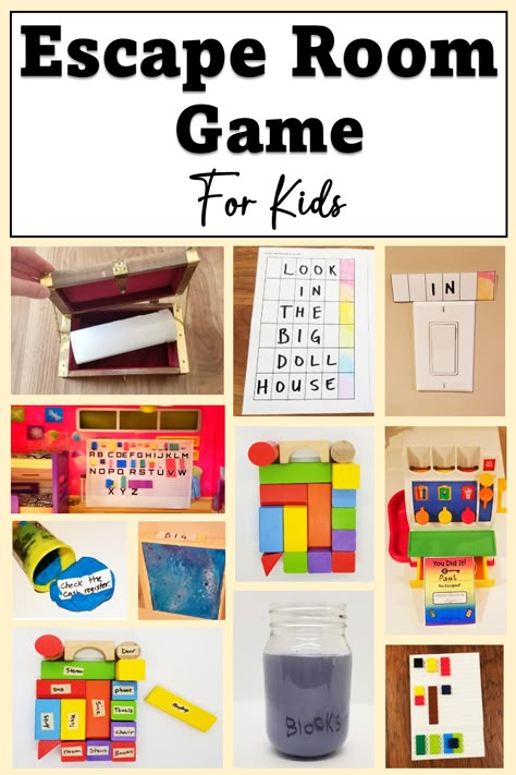 Easy DIY Escape Room Game for Kids Mario Escape Room, Kids Detective Activities, Kids Escape Room Diy, Diy Mystery Game For Kids, Easy Escape Room Ideas For Kids, Detective Crafts For Kids, At Home Escape Room For Kids, Easy Escape Room Ideas, Free Escape Room Printable For Kids