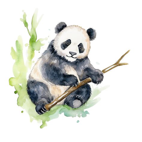 Nightingale Craftery Pandas Playing, Drawing Printable, Fake Animals, Nightingale, Watercolor Drawing, Watercolor Clipart, Junk Journals, Oil Pastel, Animal Pictures