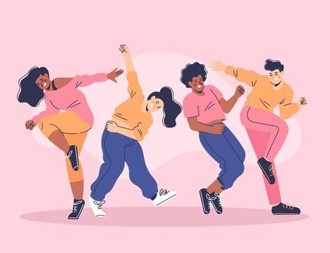 Hand drawn flat people dancing | Free Vector #Freepik #freevector #people #party #hand-drawn #dance Dancing Sketch, Donut Drawing, Dance Vector, Dance Contest, Cartoons Dancing, Party Cartoon, Dance Project, Social Dance, Dance Games