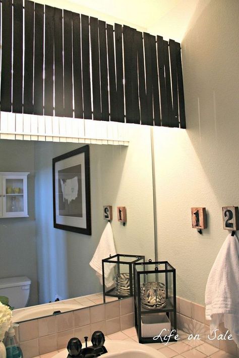 DIY Bathroom Makeover :: Hometalk Interesting way to cover hollywood light fixture Hollywood Vanity Lights, Lighting Makeover, Light Fixture Covers, Bathroom Makeovers, Diy Bathroom Makeover, Luxury Vinyl Tile Flooring, Diy Light Fixtures, Upstairs Bathrooms, Bathroom Redo