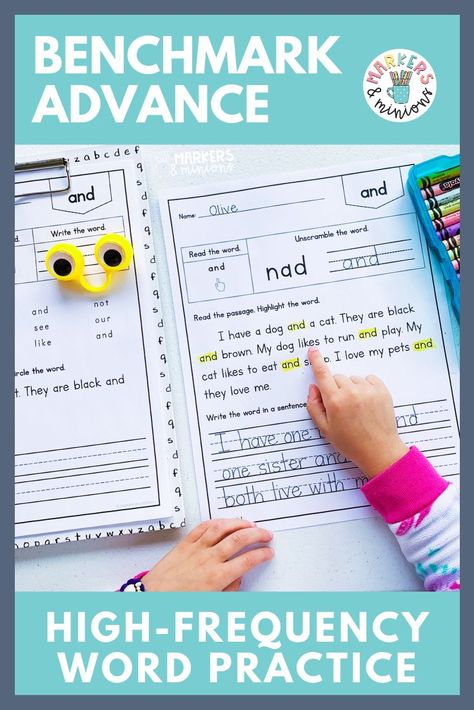 Benchmark Advance First Grade, Spelling Centers, Benchmark Advance, Teacher Checklist, Sight Word Spelling, Kindergarten Units, Teaching Reading Comprehension, First Grade Sight Words, 2nd Grade Ela