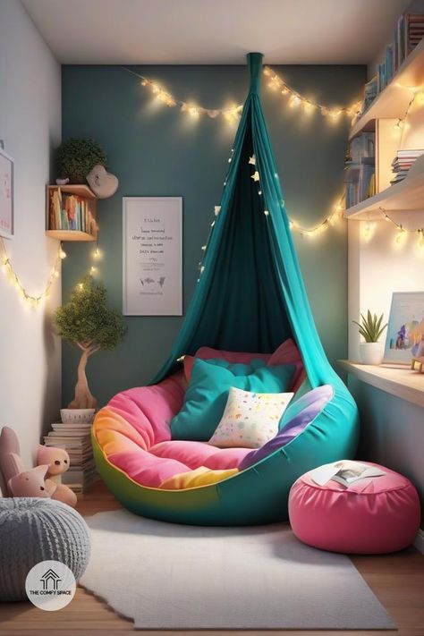 Wondering how to make reading more fun for your kids? A cozy reading nook in their room might be the answer! I’ll guide you through selecting the best location, comfy seating options, and whimsical decor to inspire a love for books. Together, we can create a space that not only looks great but also encourages literacy and creativity. Your kids will thank you! #KidsReading #CozyNook #HomeDecor #InspireCreativity #InteriorDesign Chill Space Cozy Corner, Book Nook Ideas For Kids, Kids Bedroom Reading Nook, Kids Book Nook Ideas, Small Space Reading Nook, Kids Nook Ideas, Reading Nook Ideas For Small Spaces, Kids Library Room Ideas, Teen Reading Nook