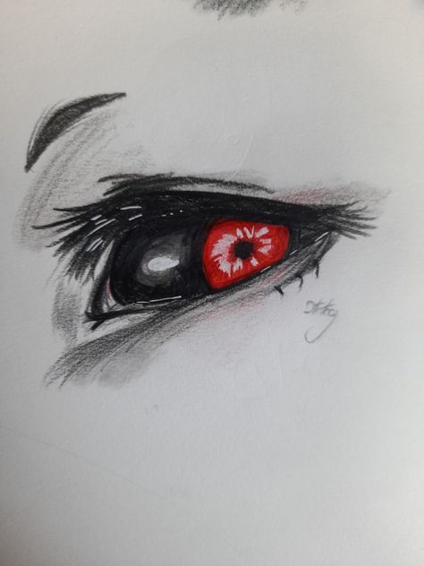 Red Eyes Art Drawing, Pupil Drawings, Anime Eyes Styles, Tokyo Ghoul Eyes, Tokyo Ghoul Sketch, Scared Eyes Drawing, Demon Eyes Drawing, Red Eye Drawing, Red Eyes Drawing