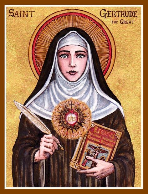 St Gertrude The Great, Saint Gertrude, Santa Gertrudes, St Gertrude, Corporal Works Of Mercy, Works Of Mercy, Santi Cattolici, Catholic Images, San Francesco