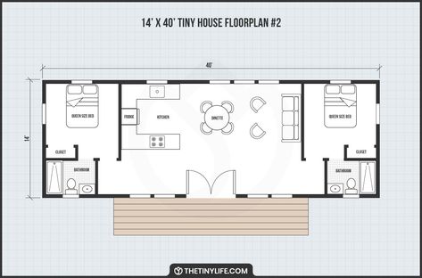 14 x 40 Tiny Home Designs, Floorplans, Costs and More - The Tiny Life Tiny Home Floorplan, Tiny Home Designs, 3 Bedroom Home Floor Plans, Building A Custom Home, Shed Tiny Home, Shed Floor Plans, Guest House Plans, Shed House Plans, Duplex Floor Plans