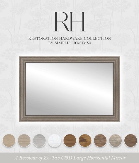 RH Collection ~ Large Horizontal Mirror We already have the large vertical mirror that came with the RH Collection Bedroom Series but I thought we could really use the Horizontal version as well! It... Sims 4 Cc Furniture Bathroom Mirror, Sims 4 Vanity Mirror, Sims 4 Bathroom Mirror, Sims 4 Mirrors Cc, Sims 4 Smart Mirror, Sims4 Cc Mirror, Sims 4 Cc Patreon Mirror, Sims 4 Cc Furniture Mirror, The Sims 4 Mirror Cc