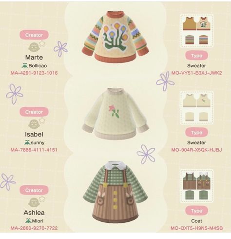 Clothes Design Acnh, Acnh Springcore Codes Clothes, Animal Crossing Pajamas Code, Ac Clothing Designs, Acnh Clothes Design Id Pants, Acnh Custom Clothes Codes, Aesthetic Animal Crossing Codes, Acnh Cute Outfit Code, Animal Crossing Shirts Codes