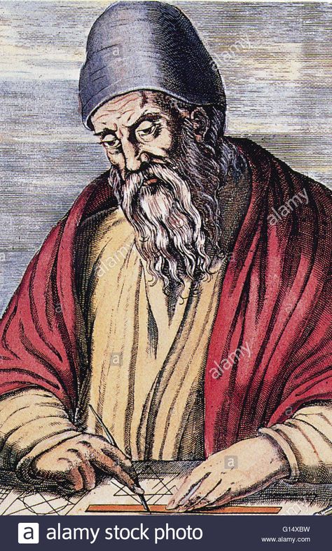 Euclid portrait by Andre Thevet, 1584. Euclid (meaning, good glory Stock Photo: 103985389 - Alamy Geometry Book, Euclidean Geometry, Number Theory, History Images, History Of Science, Ancient Greece, Ancient Times, Ancient Greek, Geometry