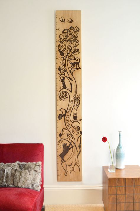 Tree of Life Personalised Wooden Height Chart - Solid Oak by WoodenHeightChartCo on Etsy English Oak Tree, Wooden Height Chart, Wooden Growth Chart, Wooden Ruler, Height Chart, King's Lynn, Skirting Boards, Chart Design, Growth Chart