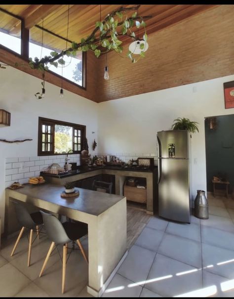 Industrial Kitchen Design, Contemporary House Exterior, Mexican Home Decor, Mexican Home, House Arch Design, Concrete Kitchen, Unique House Design, House Design Kitchen, Village House Design